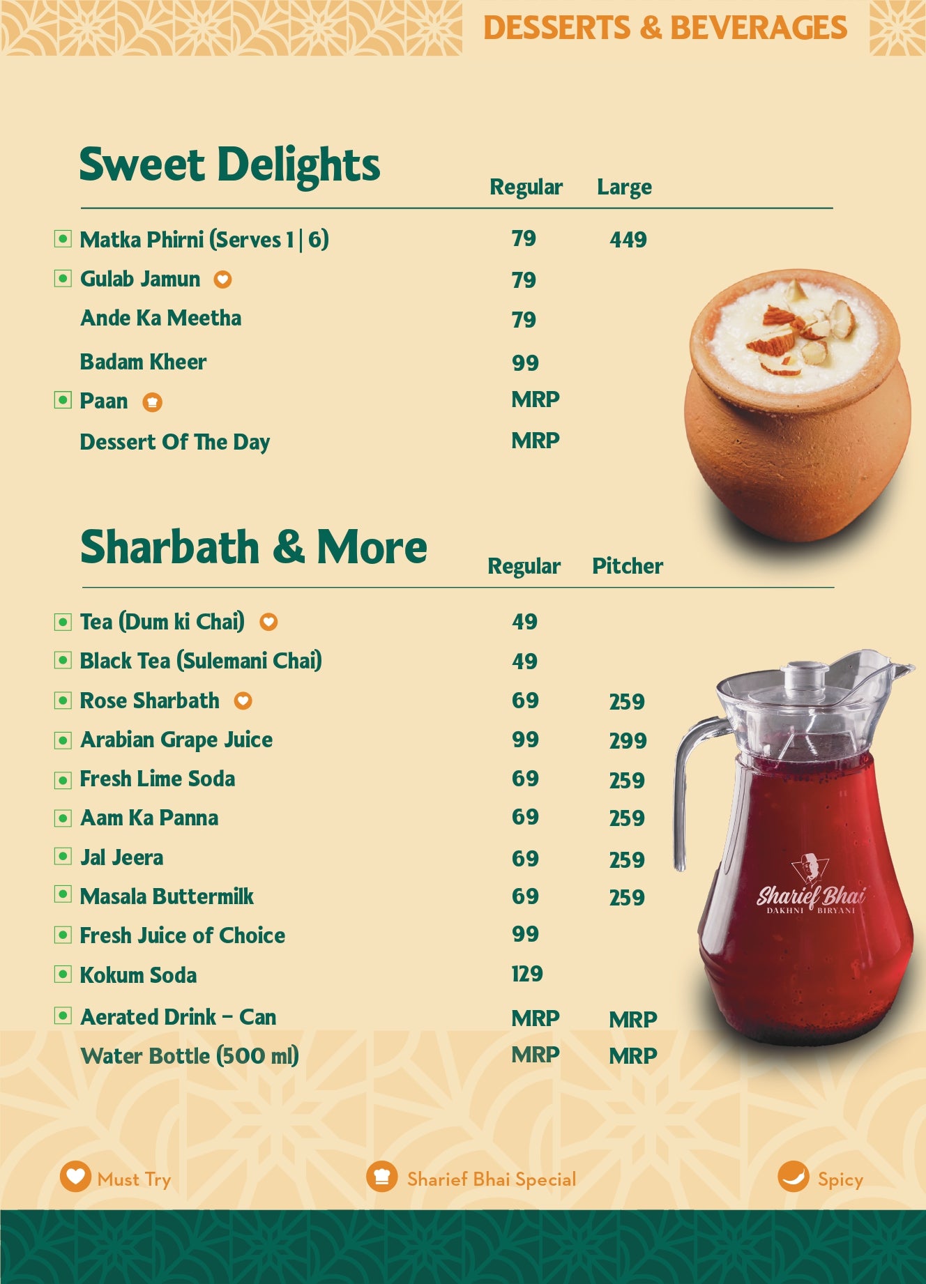 Sharief Bhai Menu
